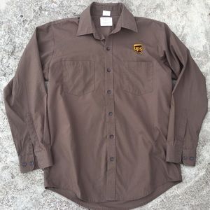 UPS Work Delivery Button Up Brown Shirt size Large